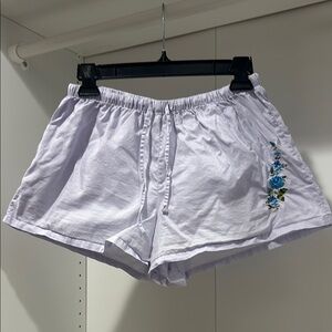 Y2K Victoria's Secret Lavender Pajama Shorts with Blue Embroidery